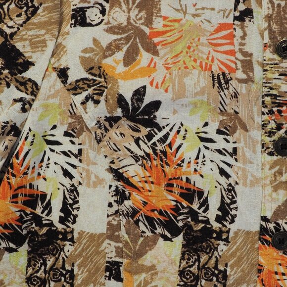 CJ Banks Shirt Womens X Plus 14W Patchwork Hawaiian Coastal Beach Loose Linen - Picture 8 of 11